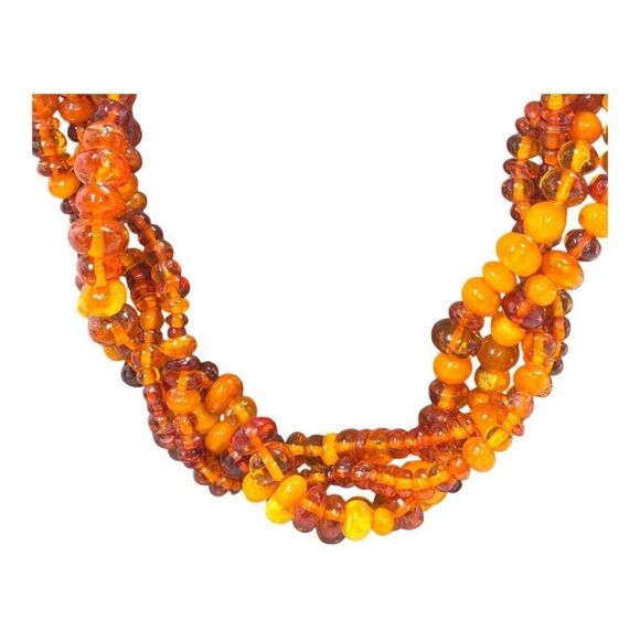 Vintage Baltic Amber Bead Necklace Multi-Strand Twist 30" Screw Clasp 121 grams - Picture 1 of 7
